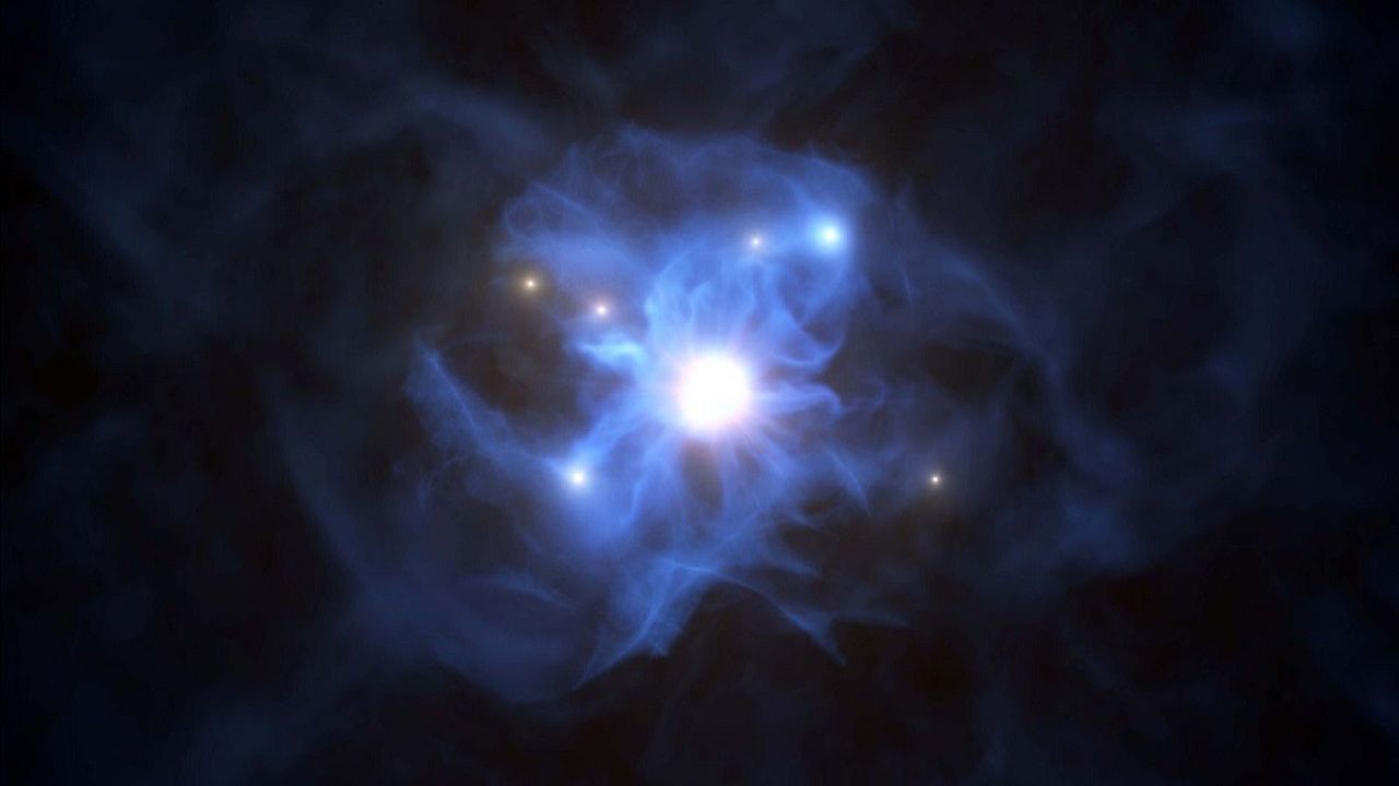 Vue d'artiste de la toile du trou noir supermassif détecté par le Very Large Telescope (VLT) de l'ESO.