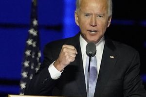 Joe Biden, président-élu des Etats-Unis, lors de son discours victorieux à Wilmington (Delaware), le 7 novembre.