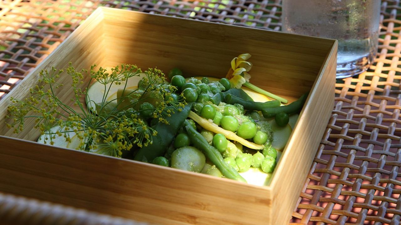 Salade de courgettes, petits pois et herbes. Ou comment se croire, dans son jardin, en villégiature dans un hôtel chic…