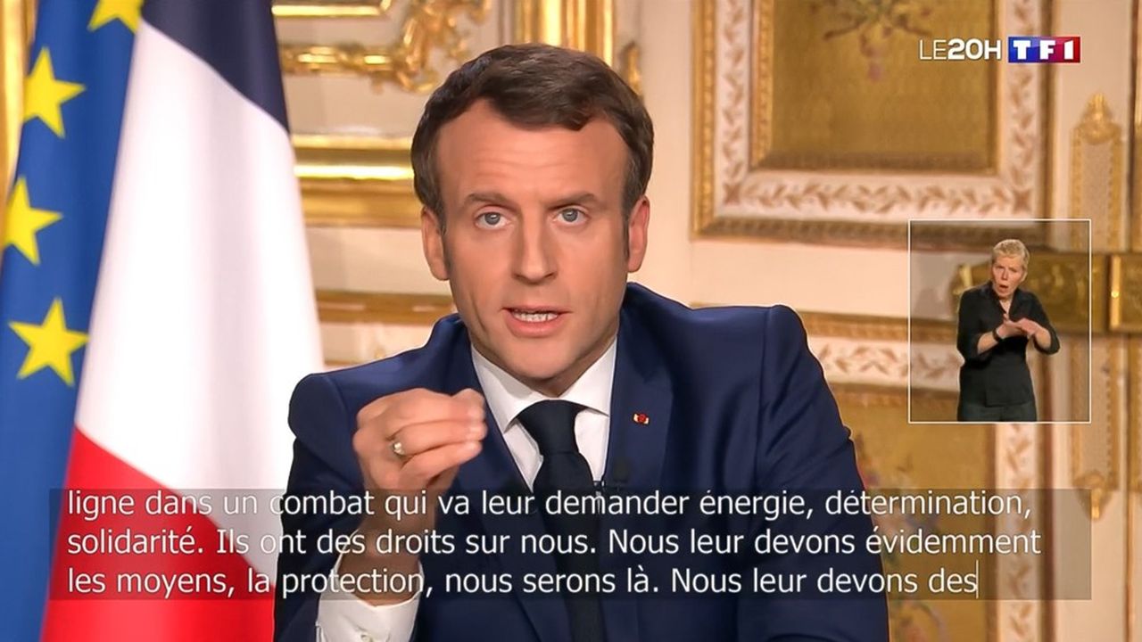 Emmanuel Macron, le président de la République, lors de son allocution du 16 mars 2020.