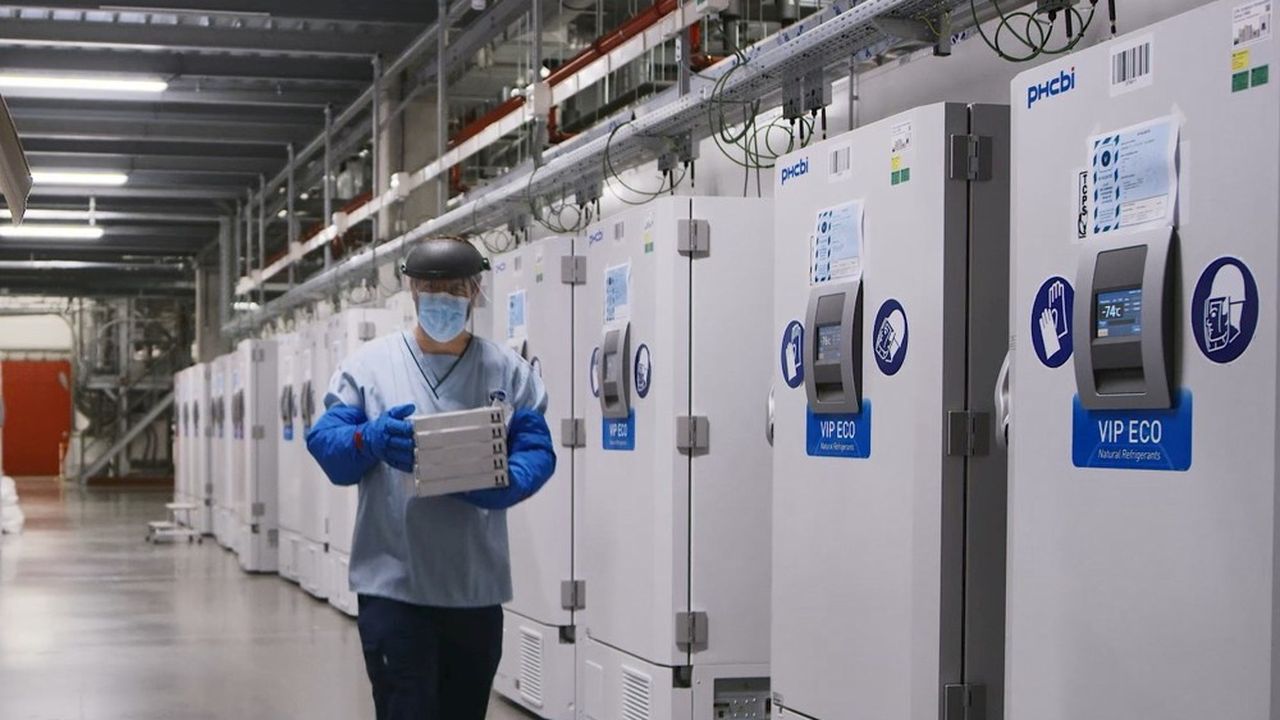 Les doses du vaccin Pfizer/BioNTech sont stockées à -80°C - ici, dans une usine Pfizer à Puurs en Belgique.