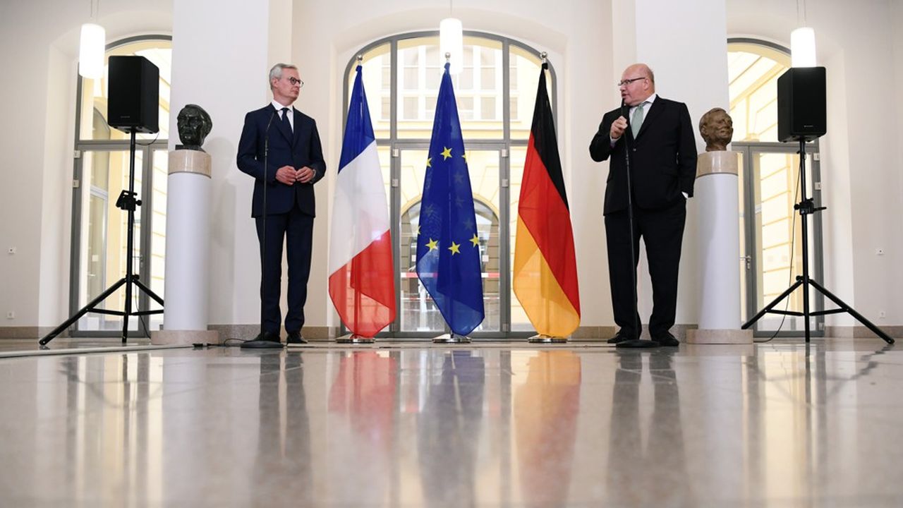 Le ministre de l'Economie Bruno Le Maire à Berlin aux côtés de son homologue allemand Peter Altmaier en juin dernier.