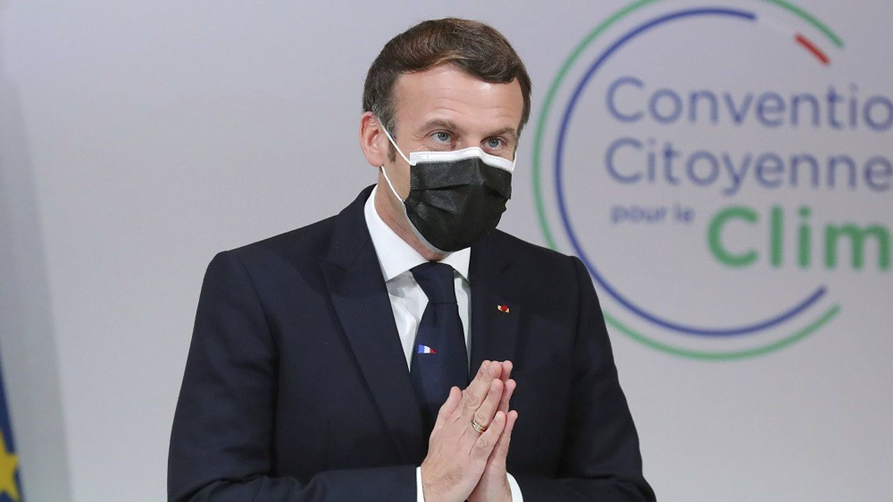 Emmanuel Macron ce lundi lors de sa rencontre avec les citoyens de la Convention pour le climat.