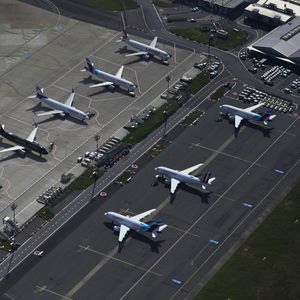 Un parking pour avions à l'aéroport de Düsseldorf, en Allemagne.