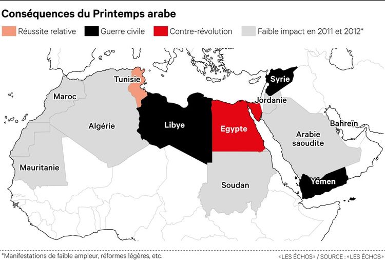 Le Printemps Arabe Dix Ans D Espoirs Et De Deconvenues Les Echos