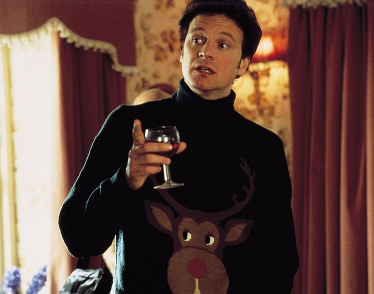 Colin Firth (Mark Darcy) et son mémorable pull à tête de renne dans « Le Journal de Bridget Jones » (2001).