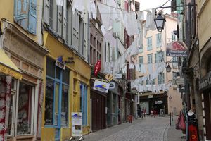 Rue commerçante du centre-ville du Puy-en-Velay.
