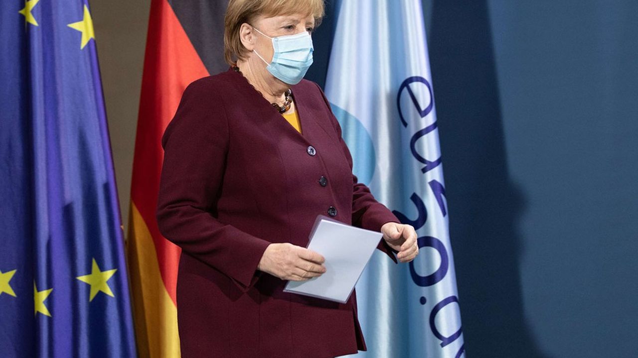 La Chancelière allemande Angela Merkel lors d'une conférence de presse en novembre en marge d'un Conseil européen.