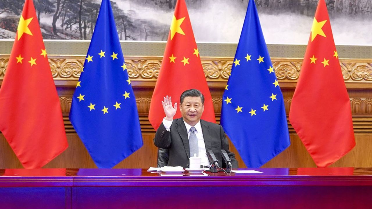 Le président chinois, Xi Jinping, lors de la signature à distance de l'accord sur l'investissement conclu avec l'Union européenne, le 30 décembre 2020.