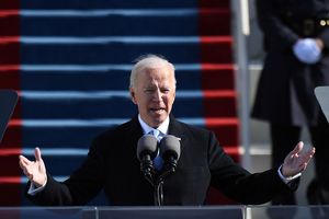 Le président des Etats-Unis Joe Biden, lors de son discours d'investiture, devant le Capitole, à Washington, le 20 janvier.