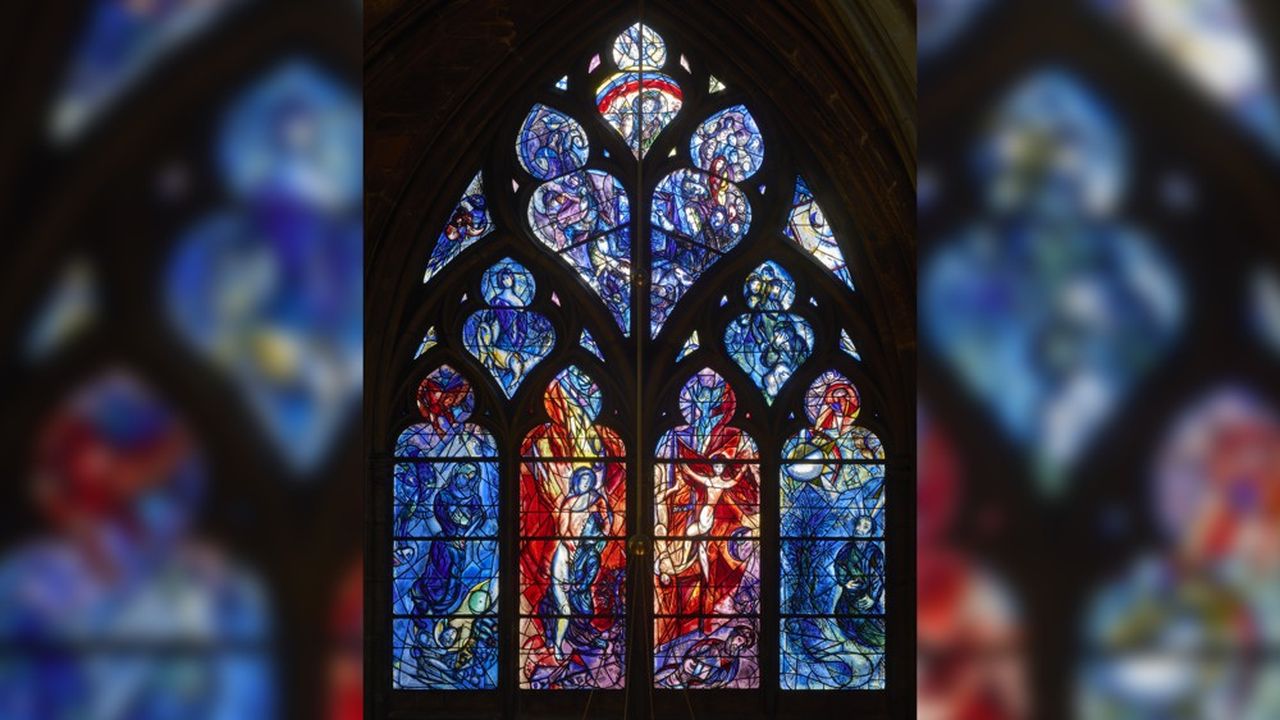 Vitrail d'Abraham, Jacob, Moïse, Joseph et Noé dans la cathédrale de Metz.