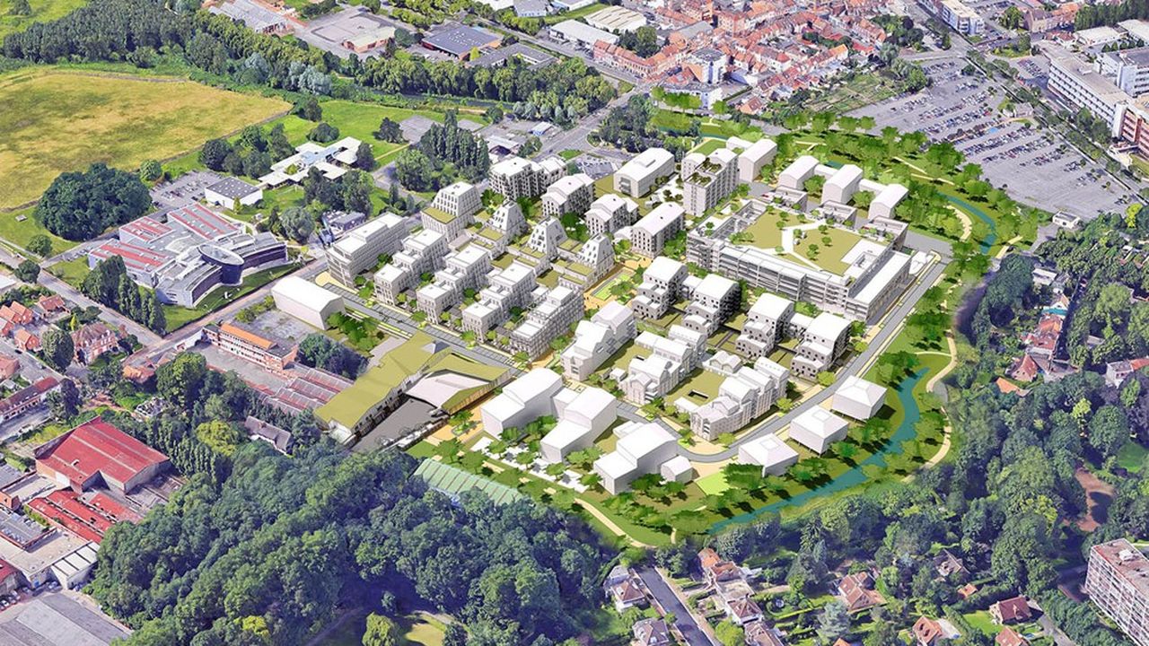 La friche de la Maillerie, à Villeneuve-d'Ascq, ancien entrepôt de 3 Suisses, va se muer en un quartier mixte avec des logements, des bureaux, de l'hôtellerie, une crèche, une ferme urbaine…
