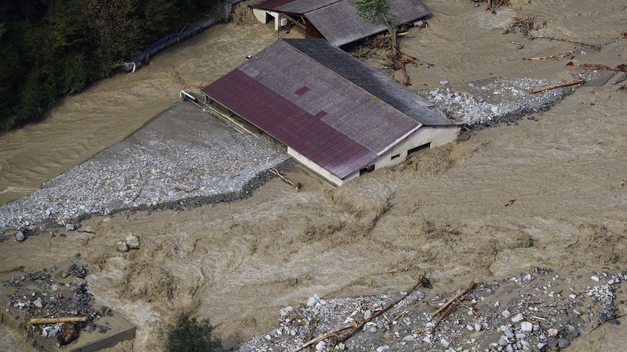 Le village de Roquebillière dans les Alpes-Maritimes lors des inondations dévastatrices début octobre 2020.
