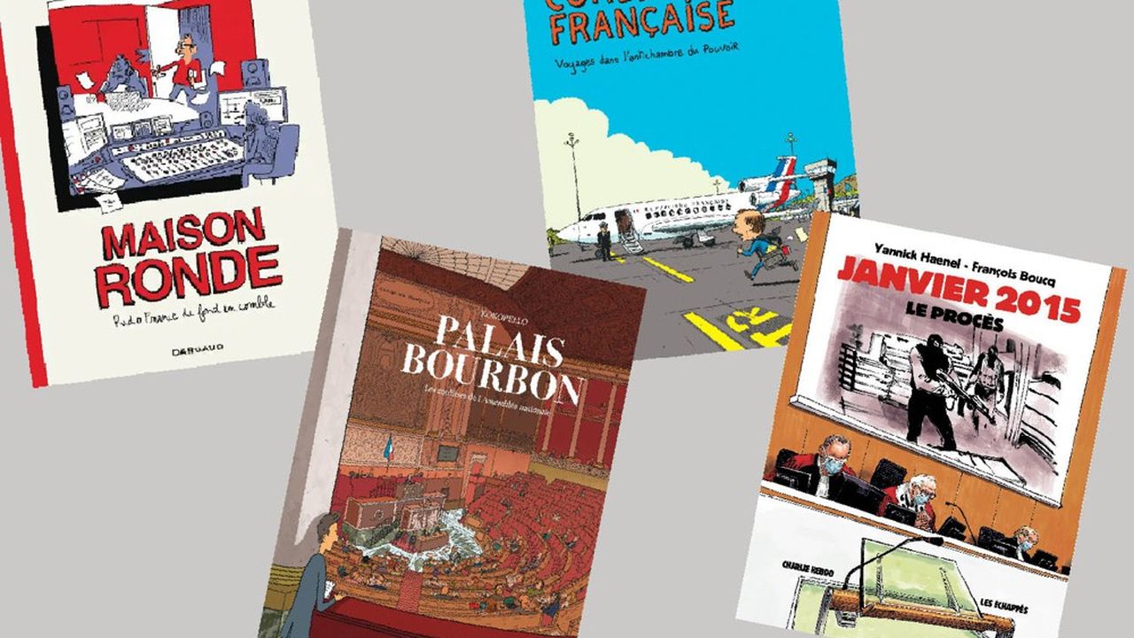 « Maison Ronde », Charlie Zanello, Radio France Editions ; « Palais Bourbon », Kokopello, Dargaud ; « Comédie Française », Mathieu Sapin, Dargaud ; « Janvier 2015 », Boucq & Haenel, Les Echappés.