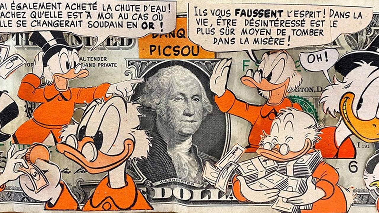 «Banque Picsou», de Magali Vermeersch, oeuvre réalisée sur un véritable billet de 1 dollar.