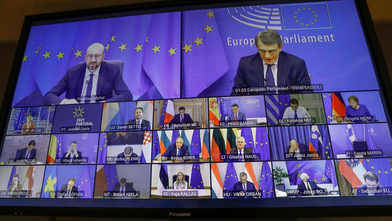 La vidéoconférence des dirigeants européens, jeudi 25 février.