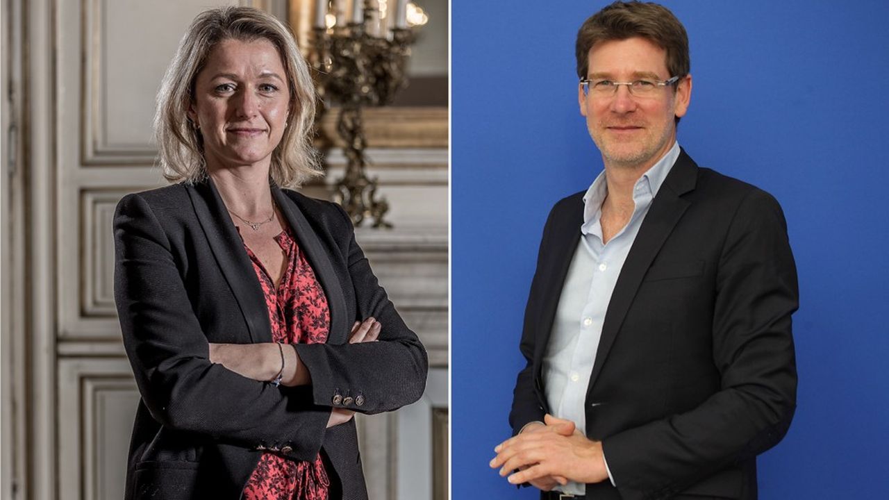 De gauche à droite : Barbara Pompili, ministre de la Transition écologique, et Pascal Canfin, président de la commission de l'environnement du Parlement européen.