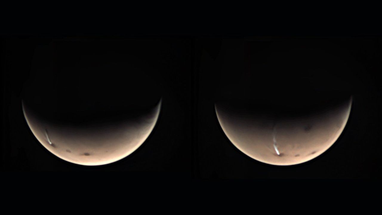 Des images du nuage, qui peut atteindre jusqu'à 1.800 km de longueur, ont été prises les 17 et 19 juillet 2020 par la caméra de surveillance visuelle (VMC) de Mars Express, qui étudie la Planète rouge depuis son orbite depuis 16 ans.
