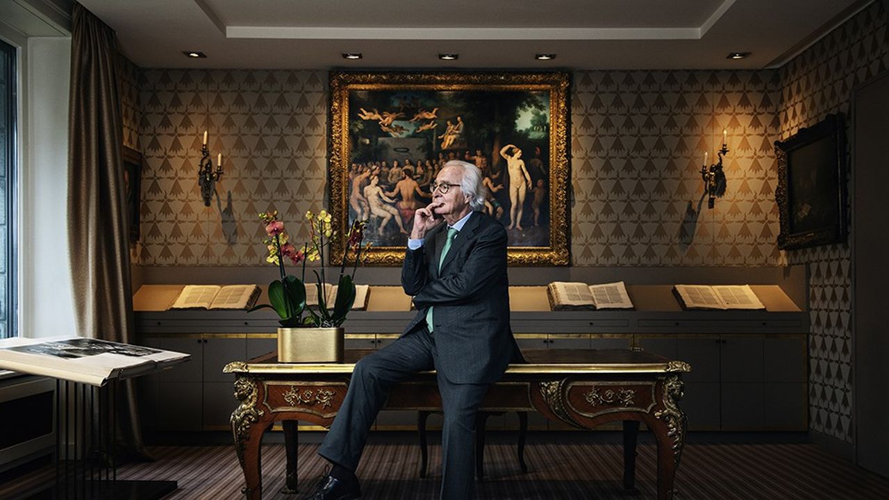 Maître Marc Bonnant dans son décor, à son étude de Genève, le 28 janvier 2021.