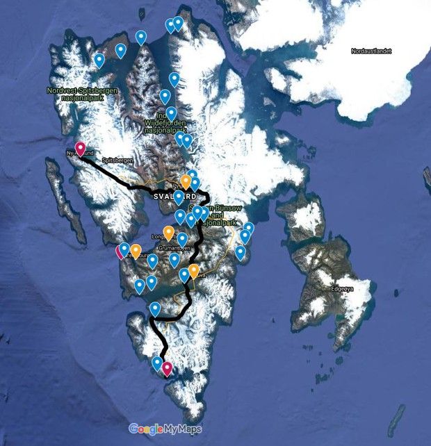  L'expédition doit effectuer à ski 450 km pour rallier Ny-Alesund sur la côte ouest à Hornsund au sud.