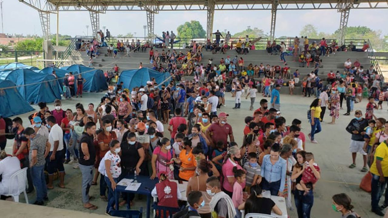 Un camp d'accueil des migrants vénézuéliens à Arauquita, en Colombie, le 22 mars 2021.