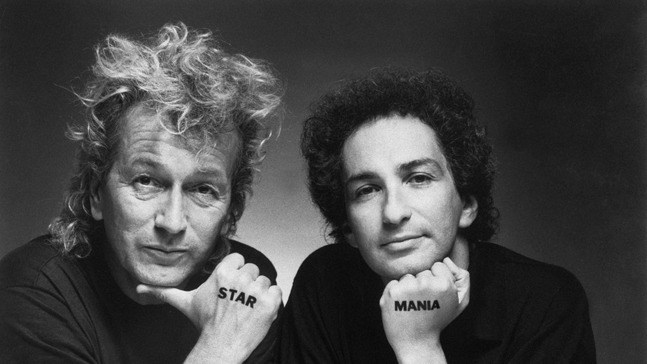 Luc Plamondon et Michel Berger faisant la promotion de « Starmania » en 1990.