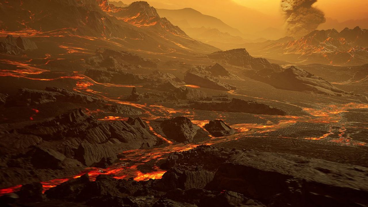 Un monde « parsemé de volcans et de rivières de lave » : voilà à quoi pourrait ressembler l'exoplanète Gliese 486 b (vue d'artiste).