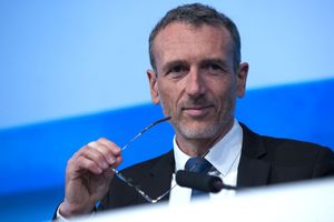 Emmanuel Faber, le PDG de Danone, lors d'une assemblée générale du groupe à Paris, le 26 avril 2018.