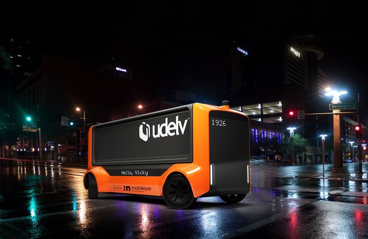 Udelv lancera la production de 35.000 véhicules sans chauffeur entre 2023 et 2028, en partenariat avec Mobileye (Intel).