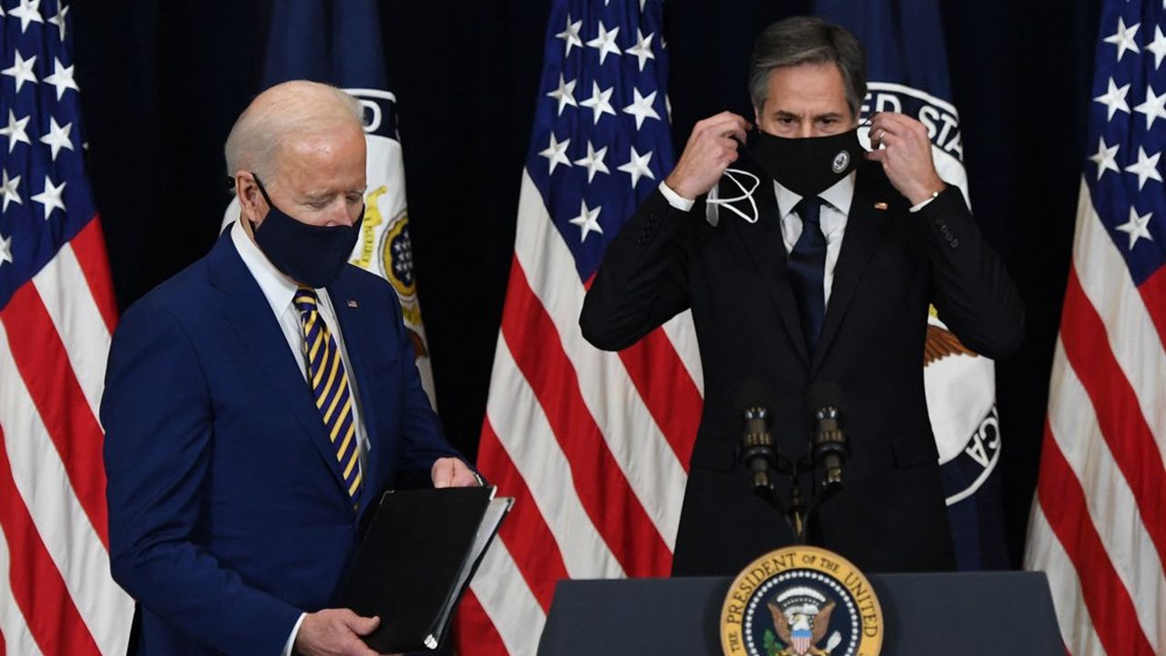 Le président Biden et le secrétaire d'Etat, lors de la visite du président au Département d'Etat, le 4 février 2021, qui a été interprétée comme un signal fort par les diplomates américains.