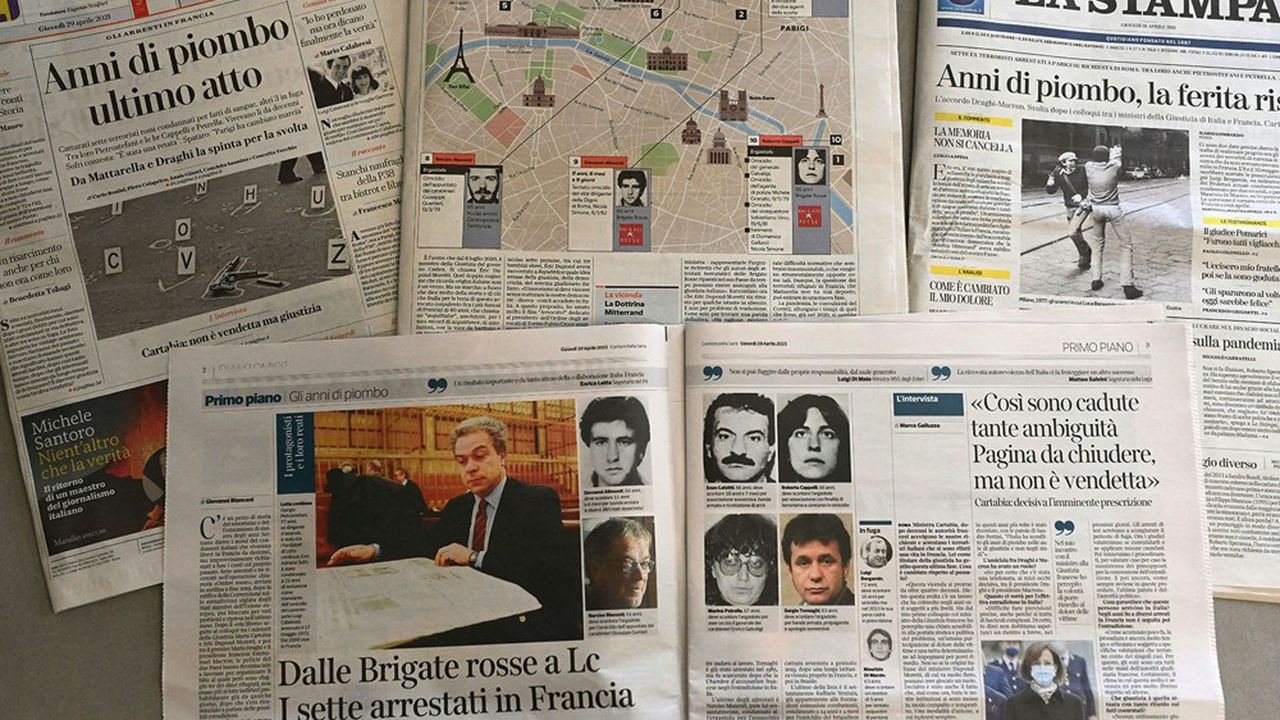 La presse italienne se félicite de la fin de la doctrine Mitterrand qui avait permis à d'anciens terroristes des Brigades rouges d'échapper à des peines de prison pour meurtres pendant la décennie de 1970 à 1980 des années de plomb.
