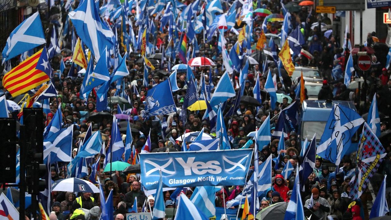 Manifestation en faveur de l'indépendance de l'Ecosse, à Glasgow en janvier 2020. 