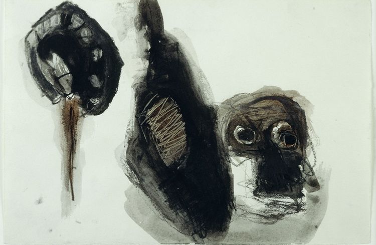 «Sans titre (1960), toile d'Eva Hesse. L'artiste allemande (1936-1970) a sa place dans l'exposition « natures mortes» d'Anne Imhof au Palais de Tokyo.