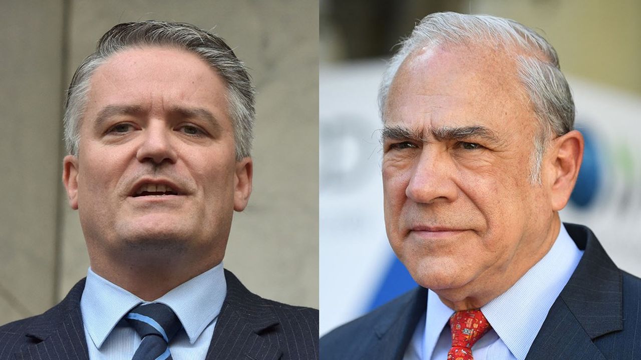 L'Australien Mathias Cormann (à gauche) succède au Mexicain Angel Gurria (à droite) au poste de secrétaire général de l'OCDE.