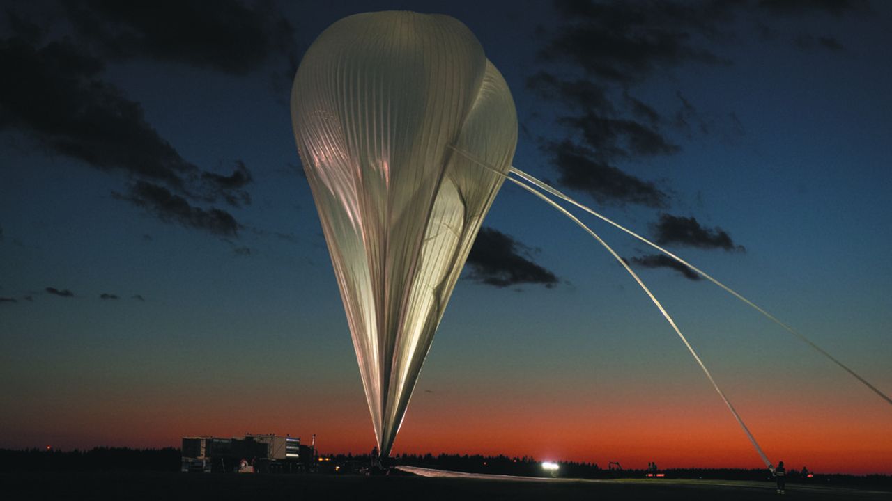 Ballon stratosphérique ouvert fabriqué par CNIM Air Space.
