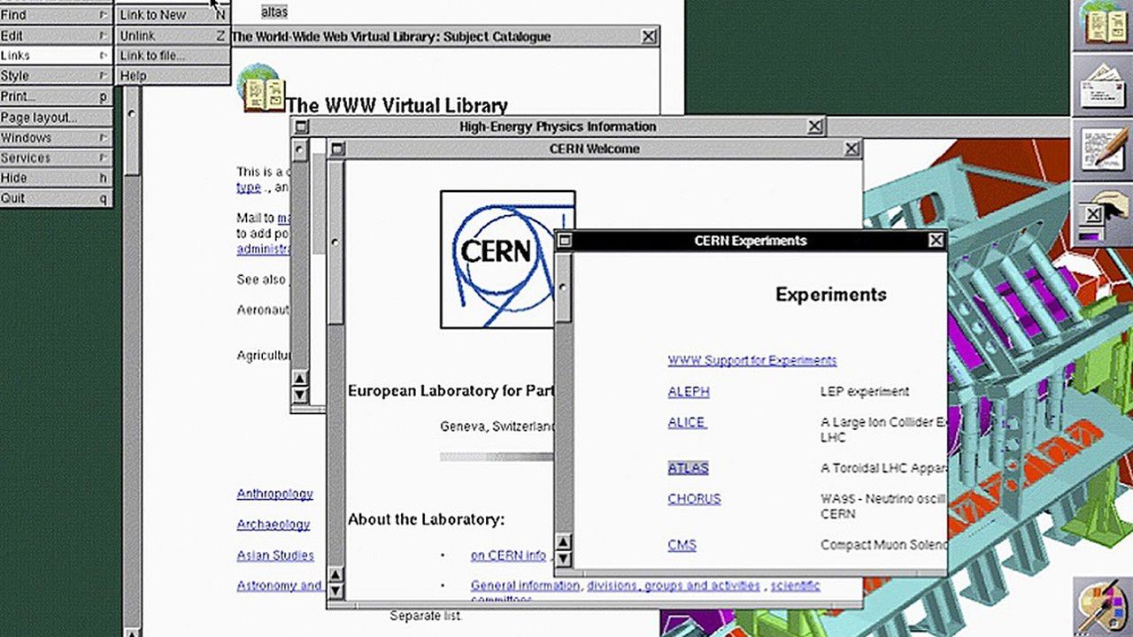Cette capture d'écran publiée par le CERN montre à quoi ressemblait le web à l'époque de son invention en 1990.