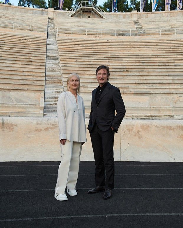 Maria Grazia Chiuri, directrice artistique, et Pietro Beccari, PDG de Christian Dior Couture.