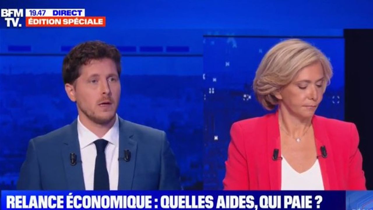 Julien Bayou (à gauche) et Valérie Pécresse, mercredi soir lors du débat sur BFM-TV.