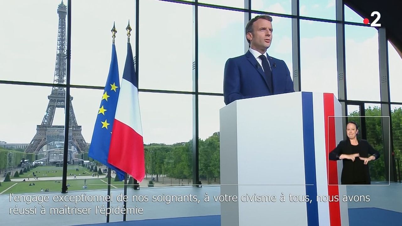 Emmanuel Macron, lors de son allocution ce lundi soir.