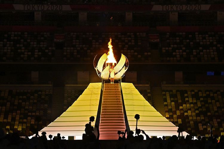 Lors de la cérémonie des Jeux Olympiques de Tokyo.