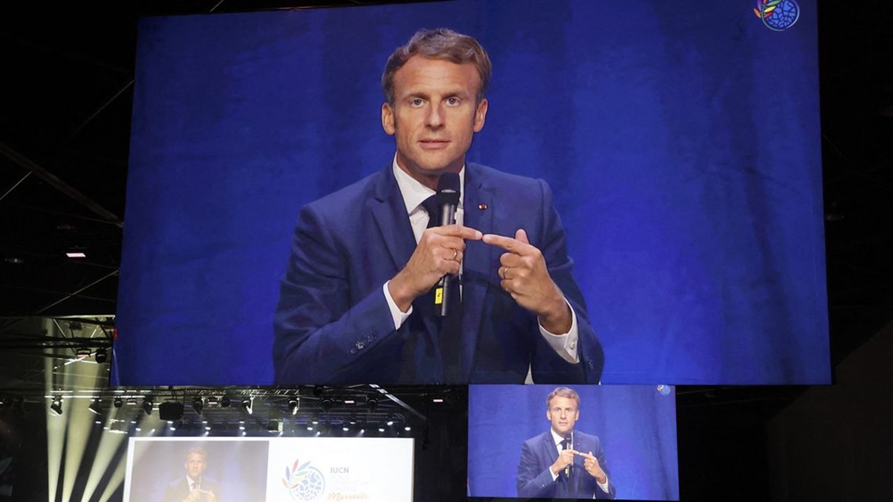 Emmanuel Macron vendredi 3 septembre à l'ouverture du Congrès mondial de la nature à Marseille