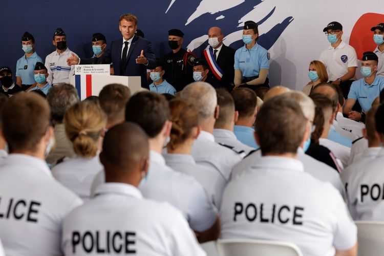 Emmanuel Macron lors de son discours de clôture du Beauvau de la sécurité.