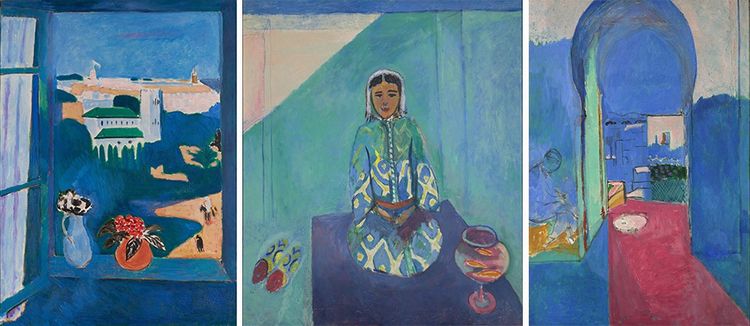 Henri Matisse, « Triptyque marocain. La vue de la fenêtre, Zorah sur la terrasse, et La Porte de la Casbah », Tanger, 1912.