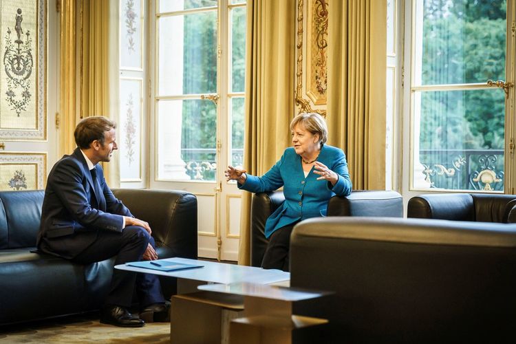Emmanuel Macron et Angela Merkel au Palais de l'Elysée jeudi soir.