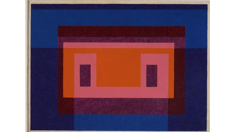 Josef Albers « 4 Central Warm Colors Surrounded by 2 Blues » (1948), The Josef and Anni Albers Foundation