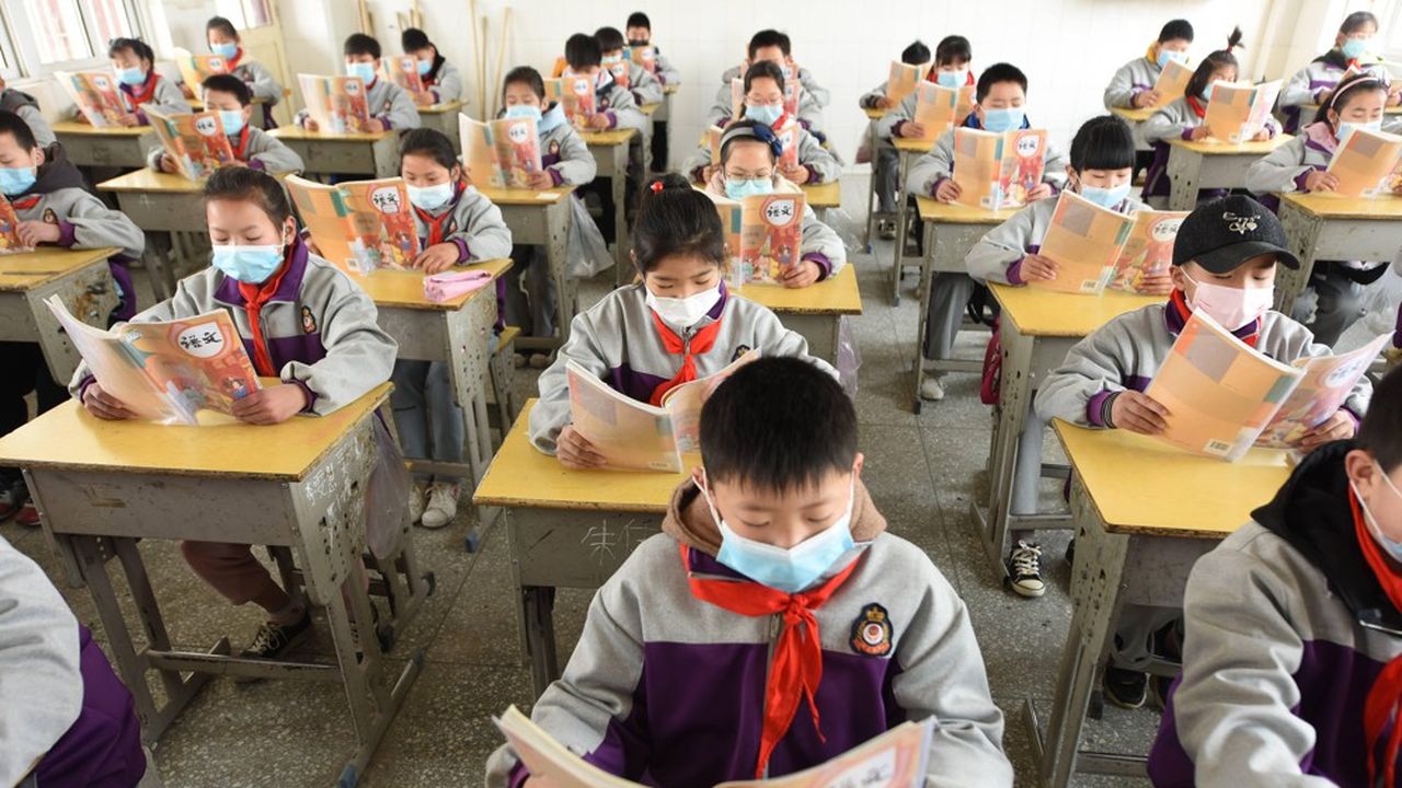 Salle de classe à Donghai, province de Jiangsu, en Chine en avril 2020.