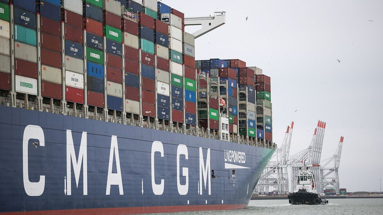 Le porte-conteneurs « Jacques Saadé » de CMA CGM, au Havre.