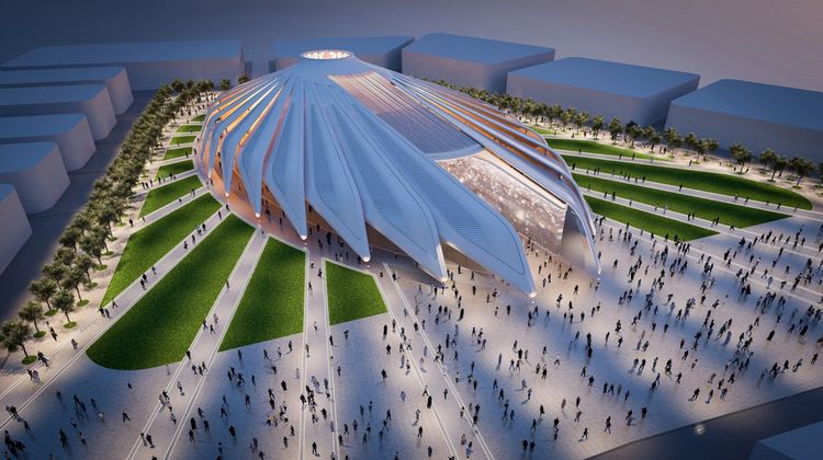 Une modélisation du Pavillon des Emirats arabes unis.