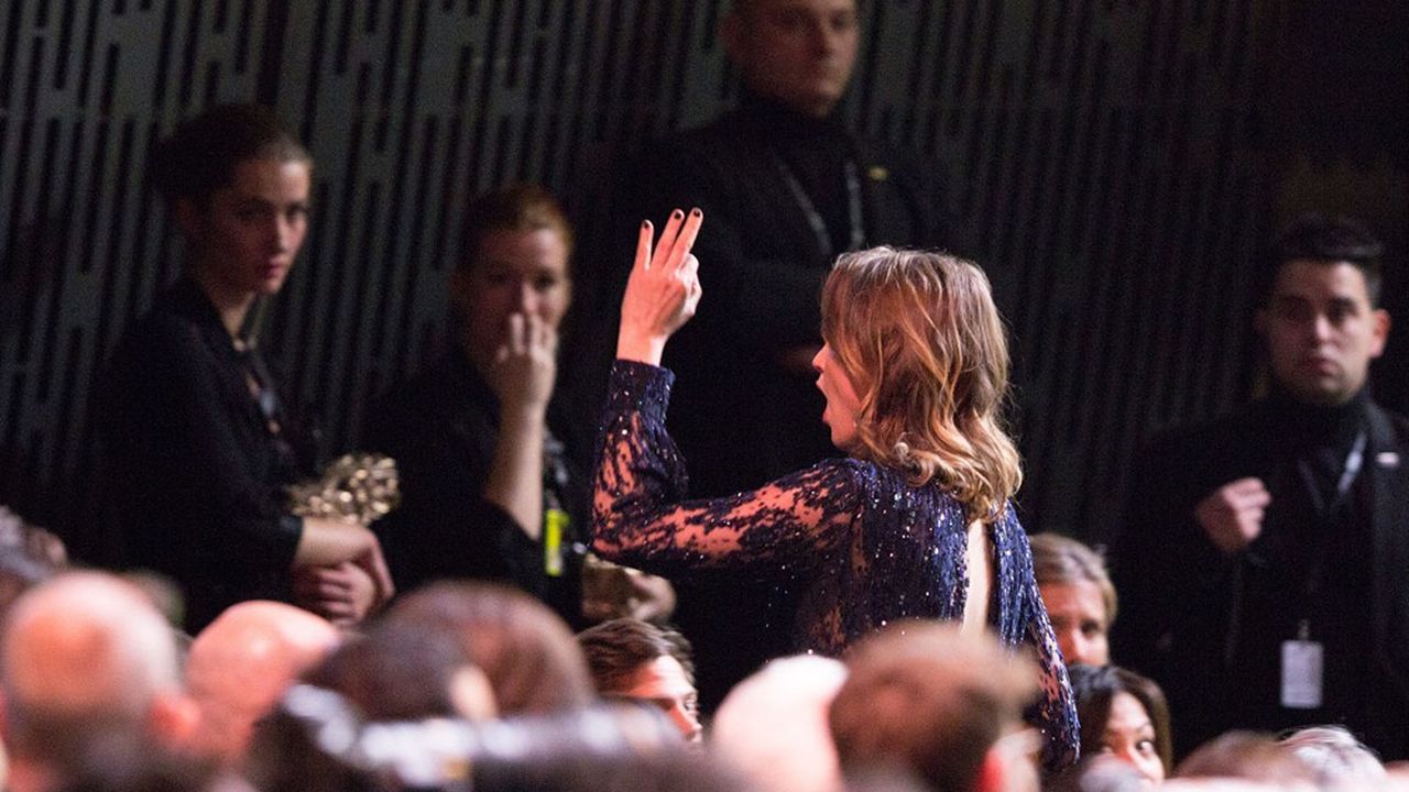 Adèle Haenel, lors de la cérémonie des Césars 2020 : l'actrice a quitté la salle à l'annonce de la récompense décernée à Roman Polanski.