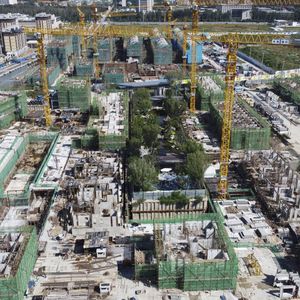 Un chantier de logements à Pékin du groupe immobilier Evergrande, dont la fragilité financière inquiète les marchés internationaux.